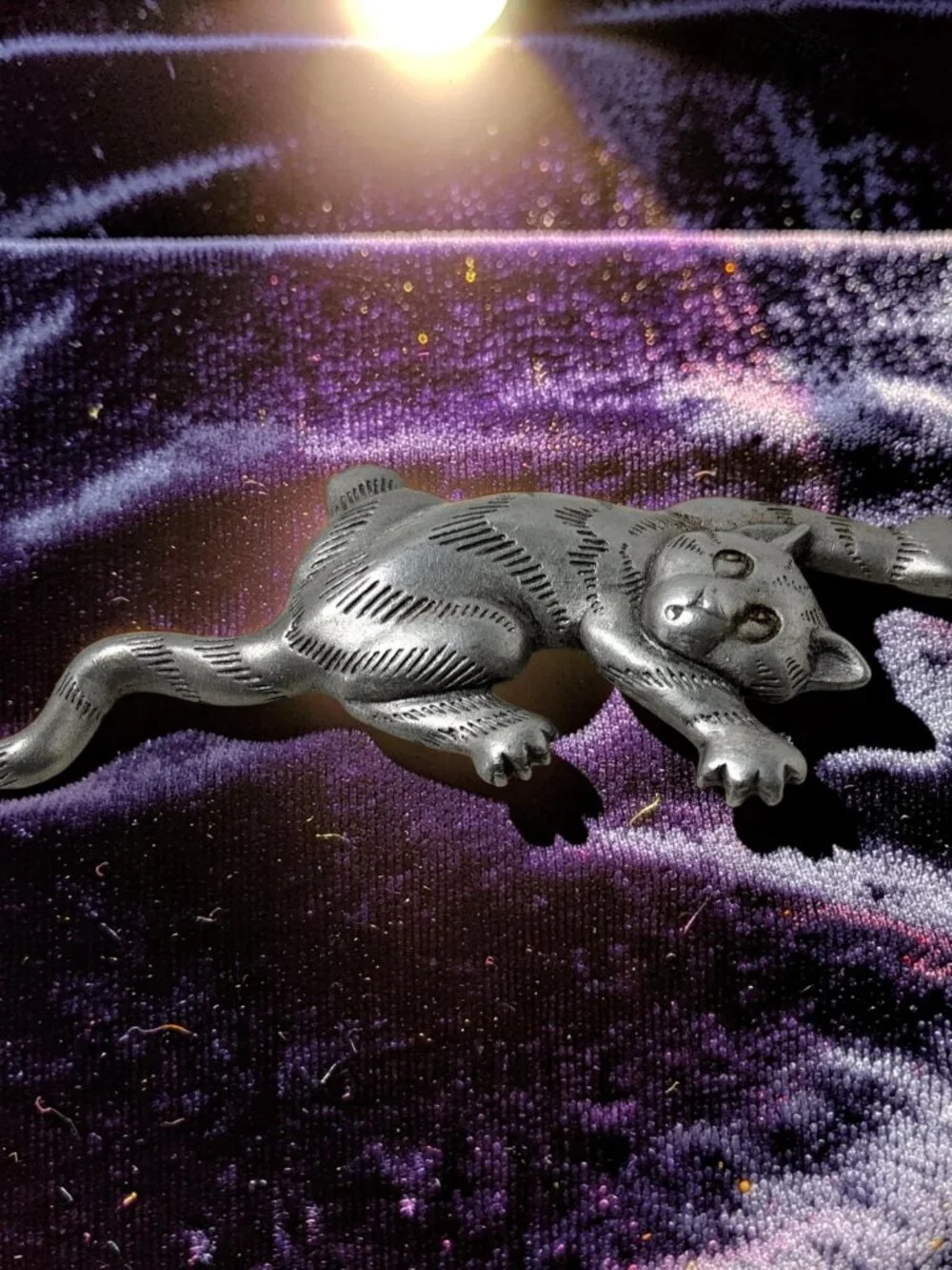 Vintage Signed JJ Jonette Pewter Climbing Cat Brooch/Pin